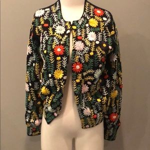 Raoul knit black cardigan floral NWOT